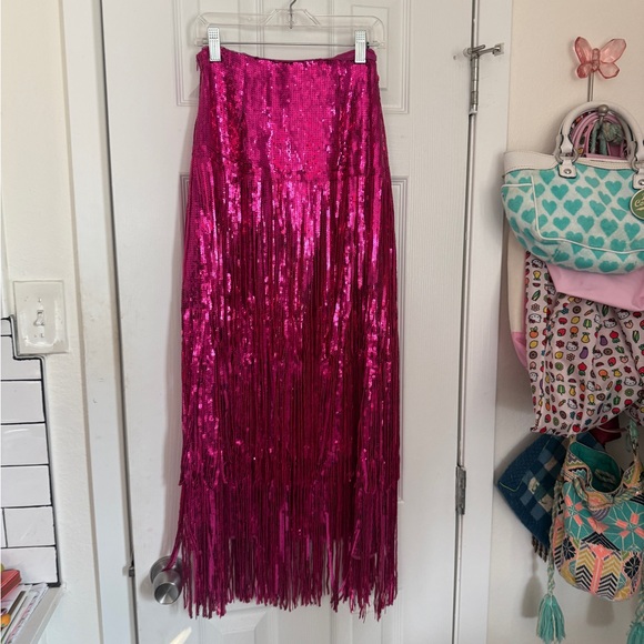 Anthropologie Fuchsia Sequin Maxi Skirt - Picture 11 of 14